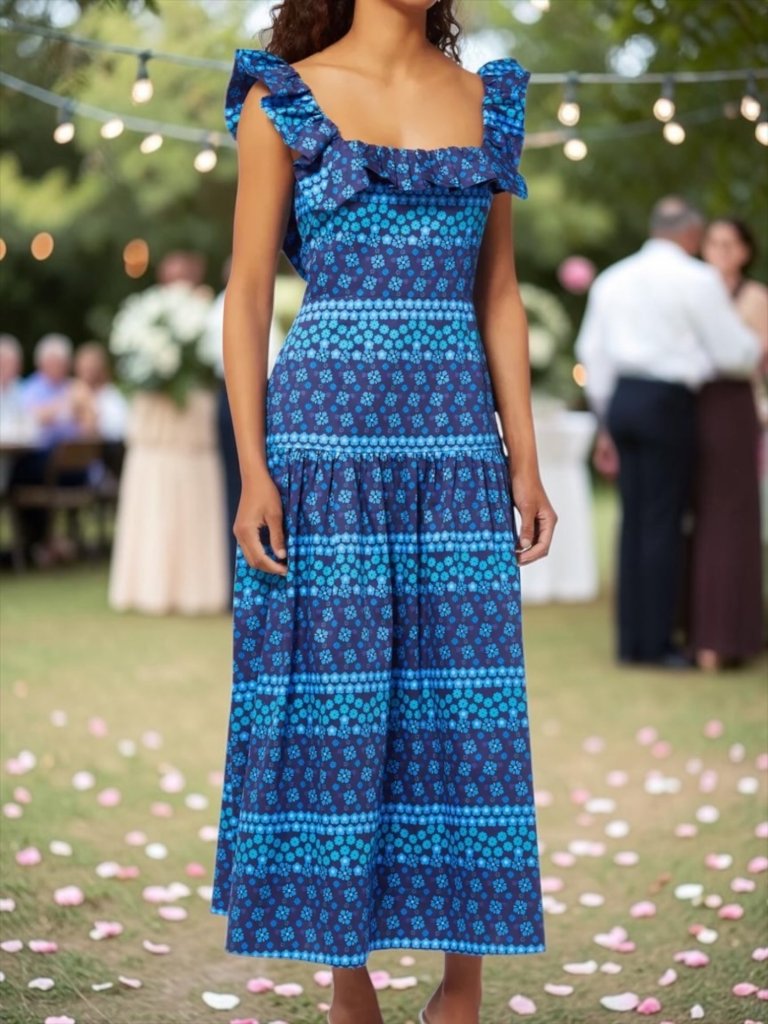 Borgo De Nor Jessie Midi Dress Uk 8 Us 4 Blue Floral